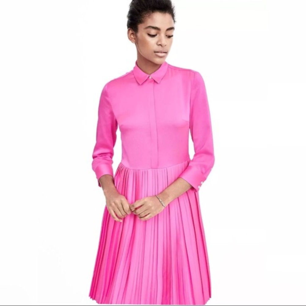 Banana Republic Pink Pleated Shirt Dress
